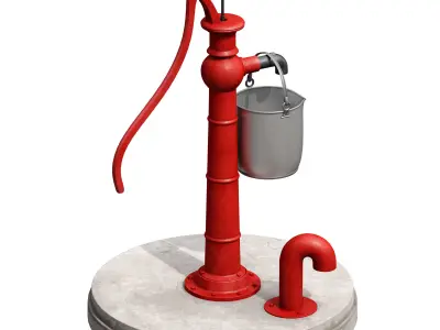 Outdoor water column with a bucket 3D model