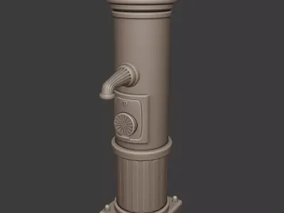 Vintage fountain bollard with knob scale at several scales 3D model