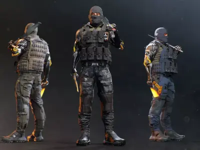 Sci-fi Soldier Riged Low-poly 3D model