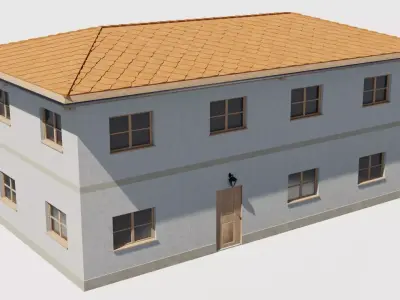 Realistic residential city building Low-poly 3D model