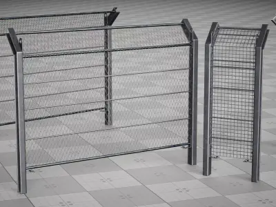 Metal Fence Chain Game 3D model Low-poly Low-poly 3D model