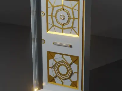 Steel Door - Gold Plated Low-poly 3D model
