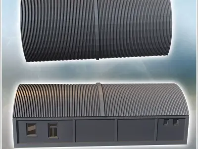 Storage hangar with curved roof and multiple windows 4 - Modern  3D print model