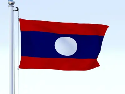 Animated Laos Flag Low-poly 3D model