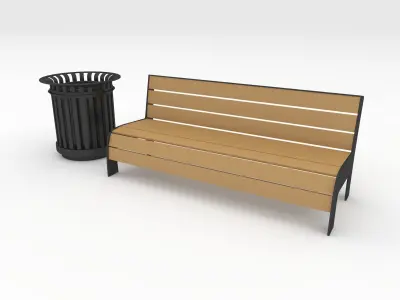 Bench Park 55 Low-poly 3D model