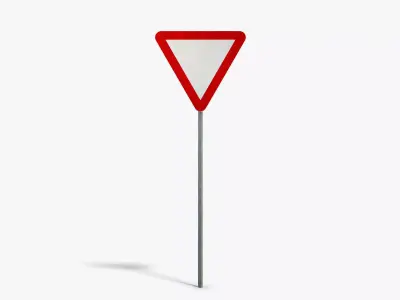 Give Way Sign Low-poly 3D model