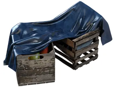 Crates Cargo Tented Low-poly 3D model