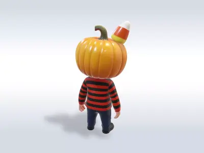 Cheerful Pumpkin Boy Halloween Character 3D model
