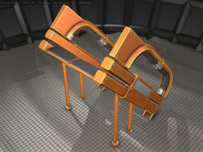 Sci-Fi Stairs - 4 - Orange Version Low-poly 3D model