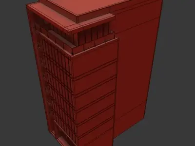 Modern office building No 2 Low-poly 3D model