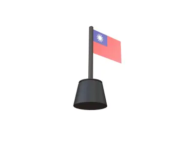 Cartoon Taiwan Flag v2 001 Low-poly 3D model