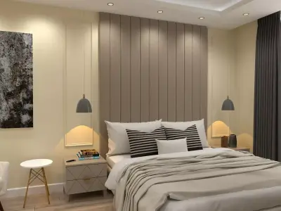 bedroom with walls and furniture 3D model buy