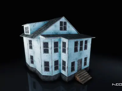 Post Apocalyptic Houses Low-poly 3D model