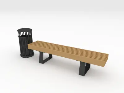 Bench Park 26 Low-poly 3D model