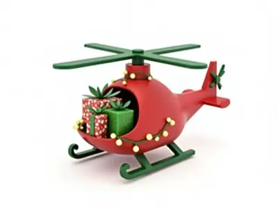 Christmas Gift Helicopter 3D Model Festive Vehicle Prop Low-poly 3D model