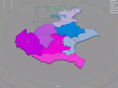 Veneto  Italy map region geography political geographic 3D model