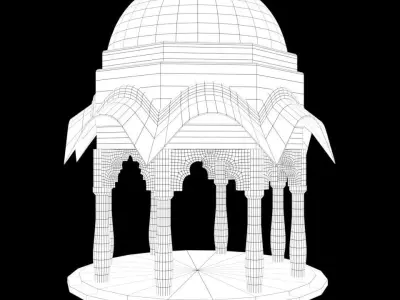 gazebo with dome roof Low-poly 3D model