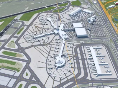 Cleveland Airport 10km Low-poly 3D model