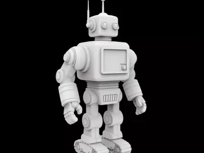 Retro Robot Figurine 3D Print Model 3D print model