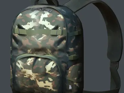 Backpack military combat Black baggage bag luggage Low-poly 3D model