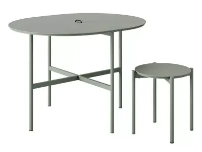 Rejuvenation Skagerak Picnic Table and stool Low-poly 3D model