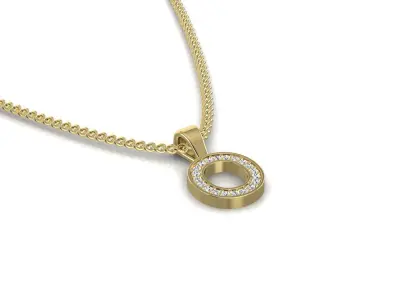 Pendant O with diamonds in shape of 3D print model
