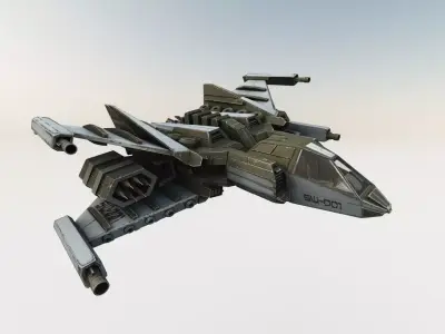 SPACE FIGHTER Game Ready With Cockpit Low-poly 3D model