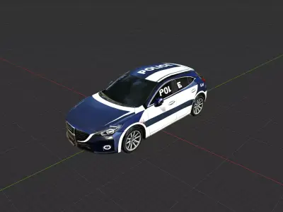 Low Poly Modern Police Hatchback Low-poly 3D model