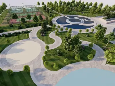 park-public park-Private Park Landscape 3D model