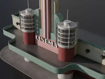 Facade of a vintage cinema 3D model