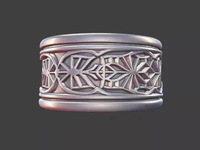Geometric Pattern Band Ring Silver Jewelry 3D Model 3D print model