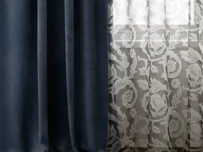 Curtains 4 curtain with drapes 3D model