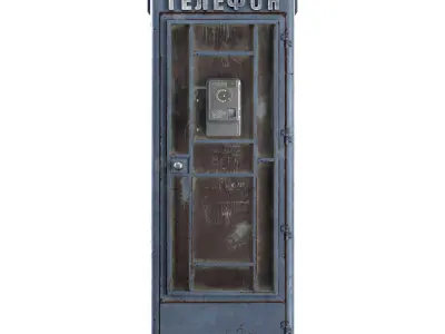 Dirty Telephone booth with payphone AMT-47 3D model