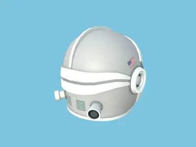 Astronaut Helmet 03 - USA Gray - Character Design Fashion Low-poly 3D model