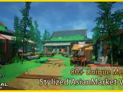 Stylized Asian Market Vol2 Gameready Low-poly 3D model
