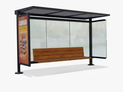 Bus stop Low-poly 3D model