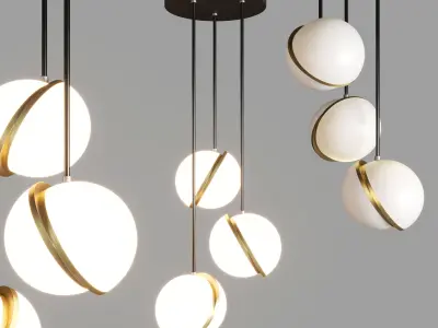 MINI CRESCENT CHANDELIER 3 PIECE Low-poly 3D model