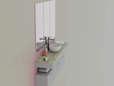 Bath Sink Wall Low-poly 3D model