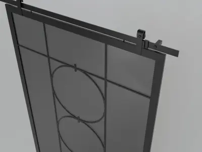 Decorative glass slide door 3D model