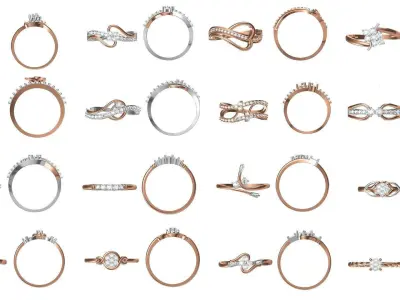 210 Light Weight Women Ring STL JCD Details Collection 3D Model Pack