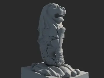 Merlion lion statue Low-poly 3D model