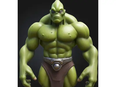 Stylized Green Alien Warrior Low-poly 3D model