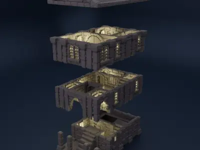 Medieval Bank Tabletop Terrain 28 MM 3D print model