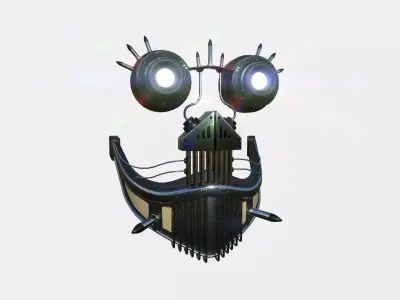 Steampunk Mask A10 Old Steel - SciFi Character Design Low-poly 3D model