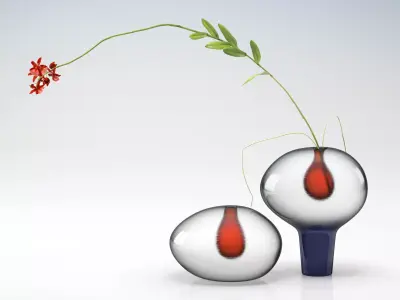 Two Vases and Flower 3D model