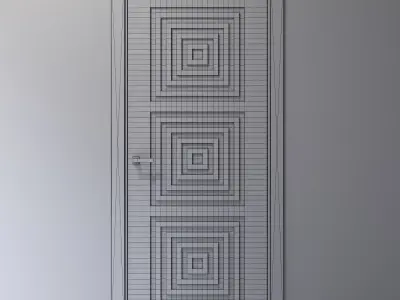 Interior door with square linear pattern 3D model