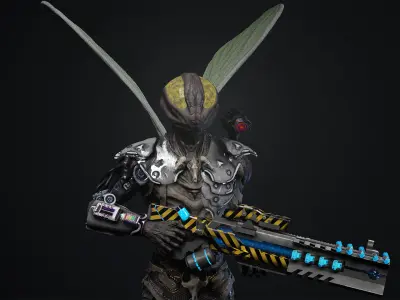 Fly sci fi Low-poly 3D model