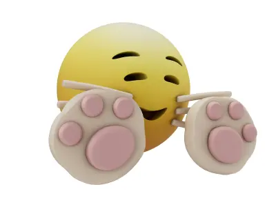Cat Smiling Face With Cat Paw Emoji v1 005 Low-poly 3D model