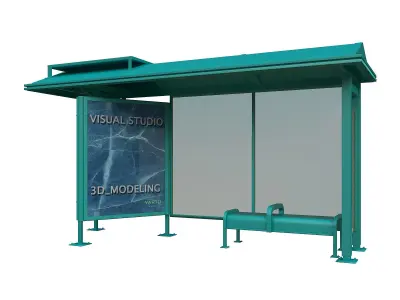 Bus Stop USA Low-poly 3D model Low-poly 3D model