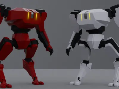 Military Combat Mech Fully Rigged Low-poly 3D model